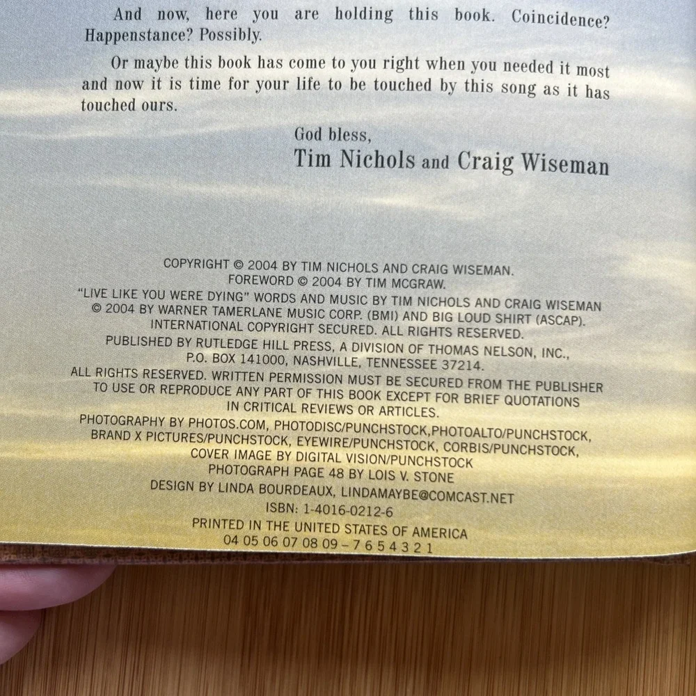 Live like your dying‎ Book and CD by Tim Nichols & Craig Wiseman